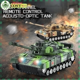 Đồ chơi xe tăng mẫu lớn kèm các xe quân sự nhỏ có điều khiển từ xa 4 chiều cho bé