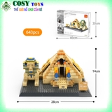 Đồ chơi lắp ghép building mô hình Kim tự tháp Ai Cập GIZA mẫu lớn với 643 mảnh ghép