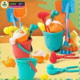Bộ xô xẻng cát đi biển kèm dụng cụ cào, xô nước...cho bé