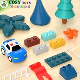 Bộ xếp hình lắp ghép tòa lâu đài có đường ray cầu trượt gồm 512 chi tiết, kèm xe ô tô và nhiều phụ kiện cho bé