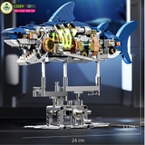 Đồ chơi xếp hình lắp ghép mô hình cá mập robot mới có động cơ chạy bằng dây cót với 687 chi tiết cho bé
