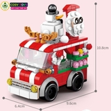Đồ chơi lắp ghép xếp hình bánh kem gáng sinh và xe chở quà cùng ông già Noel 6 trong 1 với 307 chi tiết