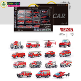 Đồ chơi mô hình 15 xe hợp kim đủ chủ đề cứu hỏa, cứu hộ, cảnh sát, cứu thương cho bé