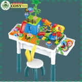 Đồ chơi xếp hình lắp ráp khu công viên, cầu trượt...kèm bàn và ghế với 148 chi tiết