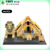 Đồ chơi lắp ghép building mô hình Kim tự tháp Ai Cập GIZA mẫu lớn với 643 mảnh ghép