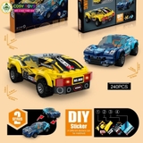 Đồ chơi xếp hình lắp ghép hai mẫu xe đua đỏ xanh với 218-240 mảnh ghép