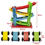 Đồ chơi xe cầu trượt bằng gỗ 4 tầng kèm ô tô cho bé