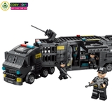 Bộ xếp hình lắp ghép 700 chi tiết xe cảnh sát biến hình  3 trong 1 với nhiều chi tiết, mẫu ghép khác nhau cho bé