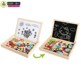 Đồ chơi bảng gỗ ghép nam châm hai mặt nhiều chủ đề cho bé