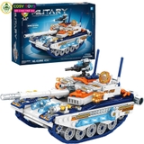 Đồ chơi lắp ghép xếp hình tàu chiến, xe tăng quân sự đẹp nhiều màu sắc từ 393-432 chi tiết cho bé