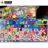 Đồ chơi gỗ Montessori đa năng 7 trong 1 gồm chữ cái, số, hình khối, câu cá...trí tuệ cho bé