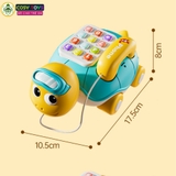 Xe kéo điện thoại bàn quay số con rùa mẫu mới có nhạc và dây kéo cho bé từ 3 tuổi