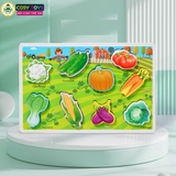 Đồ chơi tranh gỗ ghép 3D theo chủ đề kèm chữ cái tiếng anh, làm bằng gỗ thông an toàn cho bé