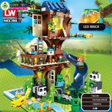 Đồ chơi lắp ghép xếp hình ngôi nhà trên cây hai tầng với 706 chi tiết