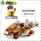 Đồ chơi lắp ghép xếp hình xe đua khủng long cam có trớn với 151 mảnh ghép