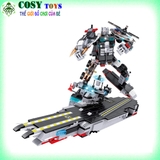 ĐỒ CHƠI LẮP GHÉP XẾP HÌNH ROBOT ĐẠI CHIẾN BIẾN THÀNH TÀU SÂN BAY LOẠI 8 TRONG 1 VỚI 683 MẢNH GHÉP