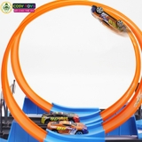 Đồ chơi mô hình đường đua hot weels với hai vòng trượt 360 độ và trạm phóng kèm xe đua cho bé