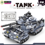 Đồ chơi lắp ghép xếp hình xe tăng hai nòng 8 trong 1 với nhiều mẫu xe nhỏ 796 chi tiết