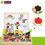 Đồ chơi bảng gỗ ghép nam châm hai mặt nhiều chủ đề cho bé