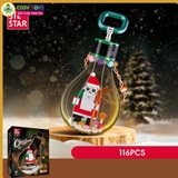 Đồ chơi lắp ghép xếp hình quả cầu chứa ông già Noel treo cây thông với 116 chi tiết