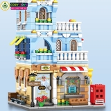 Đồ chơi lắp ghép xếp hình city nhà phố: quán cà phê, khách sạn, nhà hàng ... với 713, 760, 828 chi tiết