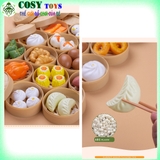 Bộ đồ chơi hấp bánh ẩm thực với nhiều món ăn: bánh bao, há cảo, bánh kem, shusi... với 42 chi tiết cùng phụ kiện cho bé