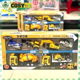 Hộp đồ chơi 7 xe công trình loại to cao cấp cho bé