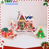 Đồ chơi lắp ghép xếp hình Ngôi nhà giáng sinh cùng xe tuần lộc chở quà và người tuyết với 788 chi tiết
