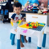 Đồ chơi bàn chơi xếp hình lắp ghép cầu trượt đa năng kèm ghế ngồi với 110 chi tiết cho bé