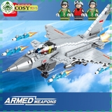 Đồ chơi lắp ghép xếp hình máy bay tiêm kích phản lực mẫu lớn cao cấp với 650 mảnh ghép