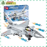 Đồ chơi lắp ghép xếp hình máy bay tiêm kích phản lực mẫu lớn cao cấp với 650 mảnh ghép