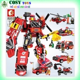 Đồ chơi lắp ghép xếp hình robot từ 06 xe  công trường với 98-126 pics
