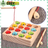 Bộ đồ chơi câu cá toán học nam châm bằng gỗ an toàn cho bé
