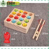 Bộ đồ chơi câu cá toán học nam châm bằng gỗ an toàn cho bé