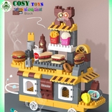 Đồ chơi lắp ghép xếp hình xe bán Hamburger kèm dụng cụ nấu ăn và nhiều mẫu bánh với 117 pics