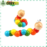 Combo đồ chơi gỗ 6 món: đồng hồ + con sâu + khéo tay luồn hạt + đàn + luồn cọc + xếp tháp