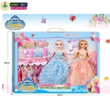 Đồ chơi búp bê 2 công chúa tuyết có váy thay đổi kèm đồ trang điểm, dụng cụ làm đẹp cho bé