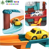 Bộ xếp hình lắp ghép tòa lâu đài có đường ray cầu trượt gồm 512 chi tiết, kèm xe ô tô và nhiều phụ kiện cho bé