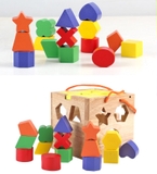 Đồ chơi hình hộp thả hình đập bóng bằng gỗ an toàn cho bé