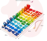 Đồ chơi bảng gỗ kèm chữ số, hình học logic câu cá 5 dòng cho bé