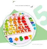 Đồ chơi bảng gỗ kèm chữ số, hình học logic câu cá 5 dòng cho bé