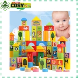 Bộ xếp hình thông minh bằng gỗ đa năng nhiều mẫu ghép và hình khối với 100 chi tiết cho bé