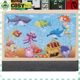 Đồ chơi tranh gỗ ghép đủ chủ đề 60 miếng bằng gỗ thông an toàn cho bé