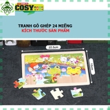 Đồ chơi tranh gỗ ghép đủ chủ đề 60 miếng bằng gỗ thông an toàn cho bé