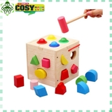 Đồ chơi hình hộp thả hình đập bóng bằng gỗ an toàn cho bé
