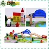 Đồ chơi mô hình giao thông thành phố bằng gỗ thông 40 mảnh ghép cho bé