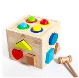 Đồ chơi hình hộp thả hình đập bóng bằng gỗ an toàn cho bé