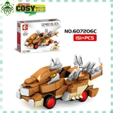 Đồ chơi lắp ghép xếp hình xe đua khủng long cam có trớn với 151 mảnh ghép