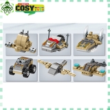 Đồ chơi lắp ghép xếp hình Khủng long chiến đấu 6 trong 1 với 166 mảnh ghép, mẫu khủng long lớn và nhiều chi tiết cho bé