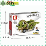 Đồ chơi lắp ghép xếp hình xe đua khủng long xanh lá cây có trớn với 151 mảnh ghép